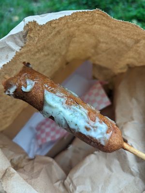 Classical vegan corn dog at Lola Miller - Easy Diner in Naples