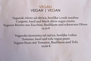 2 vegane Gerichte auf der Karte.  at Konoba Sentimenti in Nin