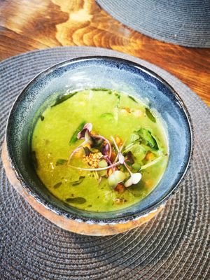 Pea cream soup at Tiki Beach Bisztró in Zamardi