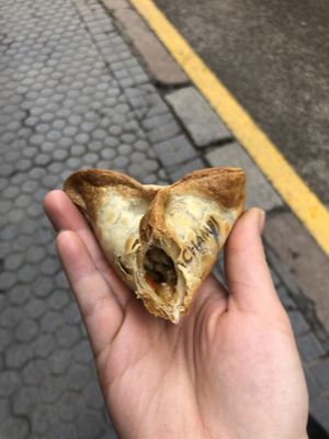 Vegan mushroom and cheese empanada (Champi)  at El Repulgue - Empanadas in Sevilla