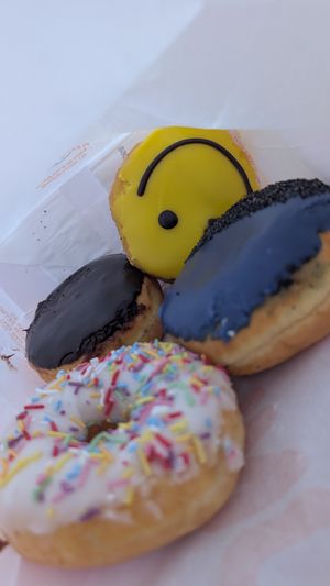 4 different types of vegan donuts i have tried! They were all very delicious, the vanilla & jam filling was amazing! at Dunkin' in Graz