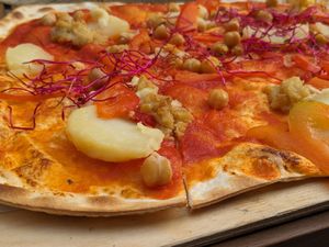 "Kichererbsen mit Tomatensauce" at Schneiger Restaurant - Flammkuchenhaus in Uberlingen