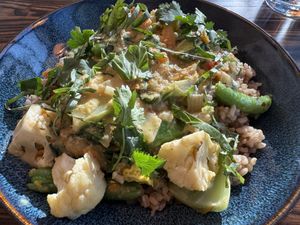 Thai coconut vegetable curry  at goatlandia kitchen in Sebastopol