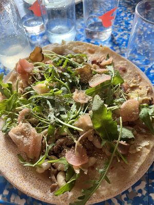 Podpłomyk (flatbread with toppings)  at bar mir in Warsaw