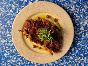 Eggplant at bar mir in Warsaw