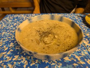 Horseradish soup at bar mir in Warsaw