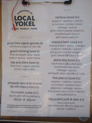 Menu at Local Yokel in Sandpoint