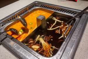 Mushroom soup base  at Haidilao Hot Pot - Century City in Los Angeles