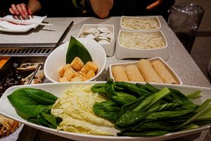 Veggies and tofu and bean curd  at Haidilao Hot Pot - Century City in Los Angeles
