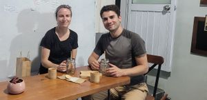 good time with dragon fruit kombucha, 
great raw chocolate at easy vegan at Easy Vegan in Hoi An