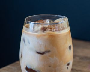 Vegan iced latte at Art Food Corner Forum in Funchal