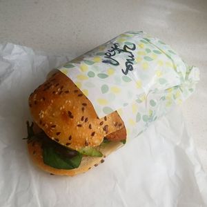 Vegan schnitzel sandwich at Quarry Bakehouse in Upper Ferntree Gully