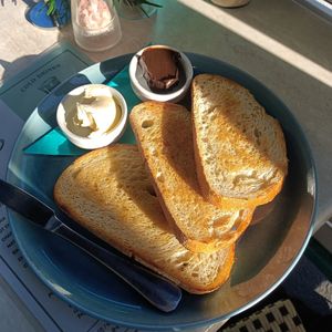 Sourdough toast w nuttelex and vegemite at Quarry Bakehouse in Upper Ferntree Gully