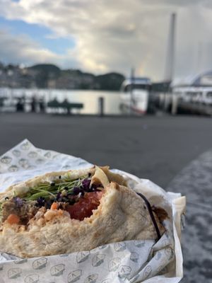 Vegiboss döner pita (and a rainbow!)  at Veganitas in Luzern