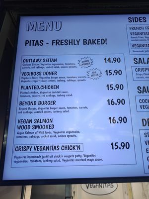 Prices at Veganitas in Luzern