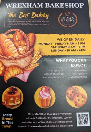 Leaflet  at Wrexham Bakeshop in Wrexham