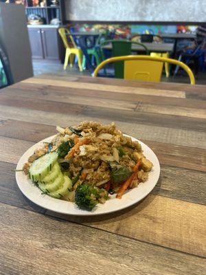Basil fried rice with tofu   at Kacha Thai Market in Royal Oak