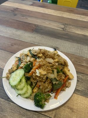 Basil fried rice with tofuu  at Kacha Thai Market in Royal Oak