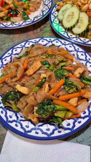 Pad See Ew (rice noodle, tofu, broccoli) at Kacha Thai Market in Royal Oak