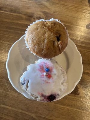 scone and muffin  at Old Barn Market Bakery in Binghamton