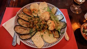 #25, vegetarian platter (side of hummus and tauleh salad not in picture) at Al Howara in Wuppertal