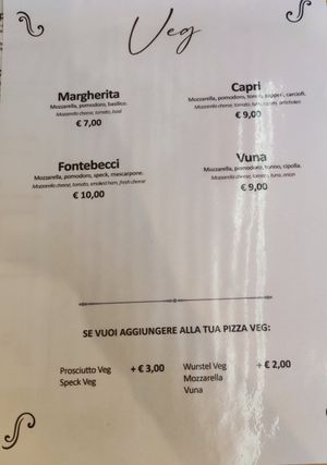 Menù suggerimenti Pizze Veg at Bottega di Rosaria in Siena