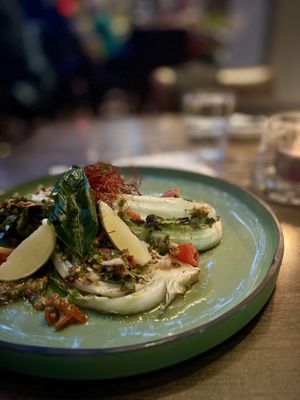Grilled cabbage with chutney  #Veganuary at The Raven Room in Whistler