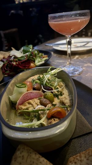 Eggplant dip with mocktail  #Veganuary at The Raven Room in Whistler