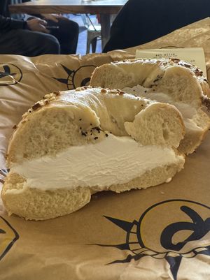 Everything bagel with tofu  at Rosenberg's Bagels & Delicatessen in Denver