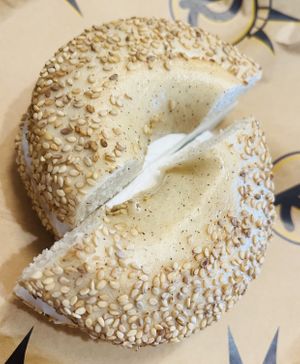 Vegan GF 🥯 bagel!   at Rosenberg's Bagels & Delicatessen in Denver