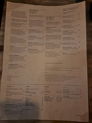 Menu at Cult of Pita in Porto