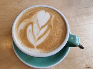 Oatmilk latte at Grain and Grind in Glasgow