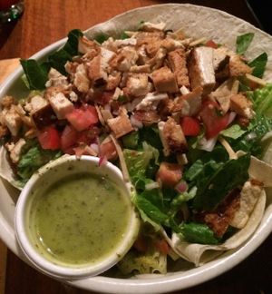 Vegan taco salad with tofu at Squatters in Salt Lake City