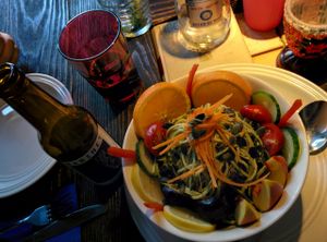 Raw pesto noodle salad at Radost Fina Kuhinjica in Belgrade