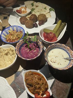 Falafels with tahini sauce etc   at Radost Fina Kuhinjica in Belgrade