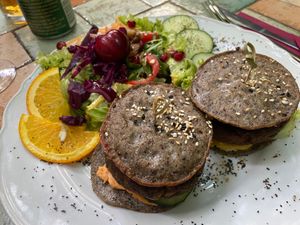Vegan burgers at Radost Fina Kuhinjica in Belgrade