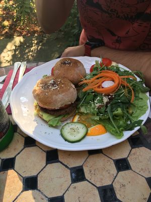 Plant-based burgers at Radost Fina Kuhinjica in Belgrade