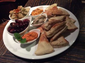 The houmous platter to share at Radost Fina Kuhinjica in Belgrade