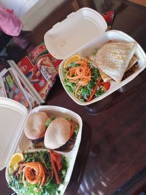 Burgers and bolognese quesadilla at Radost Fina Kuhinjica in Belgrade