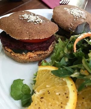 Vegan burgers with plantbased cutlets at Radost Fina Kuhinjica in Belgrade