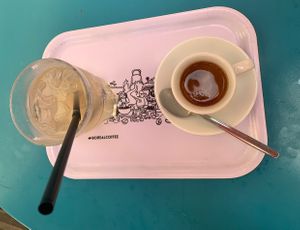 Coffee and ginger lemon ice tea  at Boreal Coffee Shop - Stand in Geneva