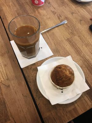 French press with soy milk and lemon cake at Boreal Coffee Shop - Stand in Geneva