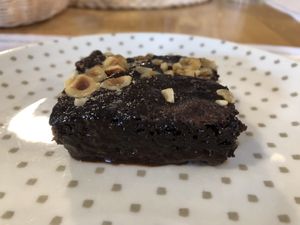 Chocolate and nuts brownie   at Las Huellas de Cameros in Soto En Cameros