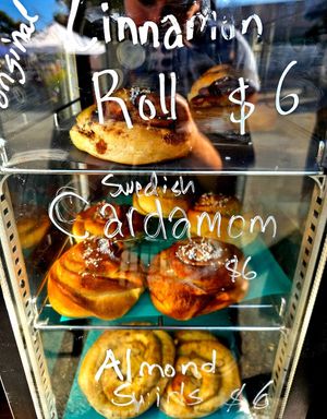 Swedish cardamom, cinnamon roll, almond switls at Cacau Bakery in Santa Rosa