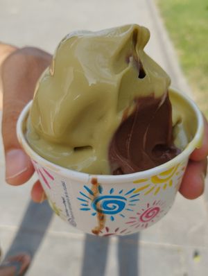 Pistachio & chocolate (I took the pic when it was melted already) at Heladería Philippe in Cullera