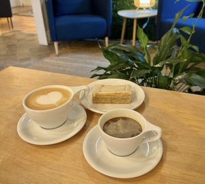 Vegan maple bar with a few coffees  at Heretic Coffee Co in Portland