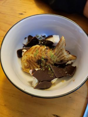 Takoyaki con helado at Wabi Sabi in Santiago