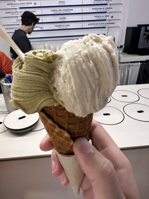 Went back the very next day. Cashew/vanilla  and pistachio flavoured.   at CAJÚ Gelato in Barcelona
