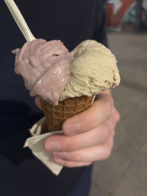Pears in wine and coffee almond  at CAJÚ Gelato in Barcelona
