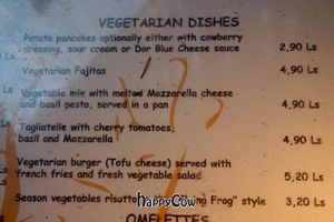 Lidojosa Varde, vegetarian menu section. at Lidojosa Varde in Riga